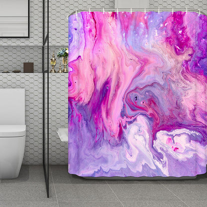 Purple Liquid Marble Print Polyester Shower Curtain