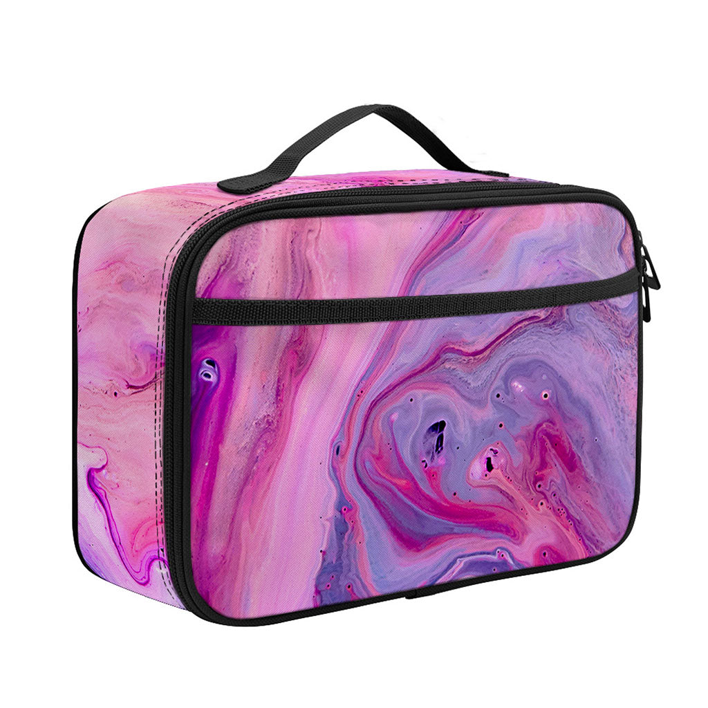 Purple Liquid Marble Print Portable Lunch Bag
