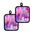Purple Liquid Marble Print Pot Holders