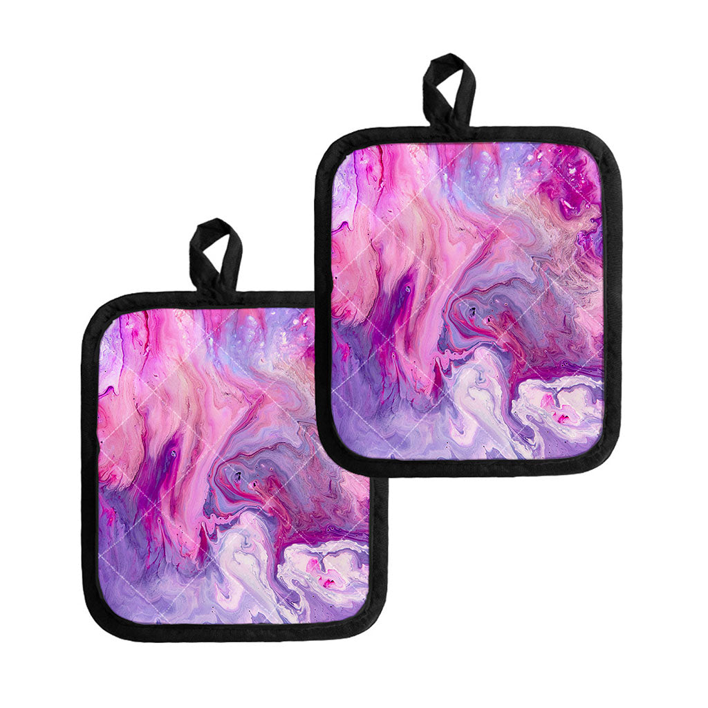 Purple Liquid Marble Print Pot Holders