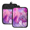 Purple Liquid Marble Print Pot Holders With Pocket