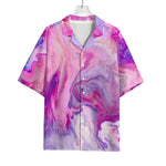 Purple Liquid Marble Print Rayon Hawaiian Shirt