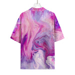 Purple Liquid Marble Print Rayon Hawaiian Shirt