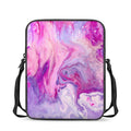 Purple Liquid Marble Print Rectangular Crossbody Bag