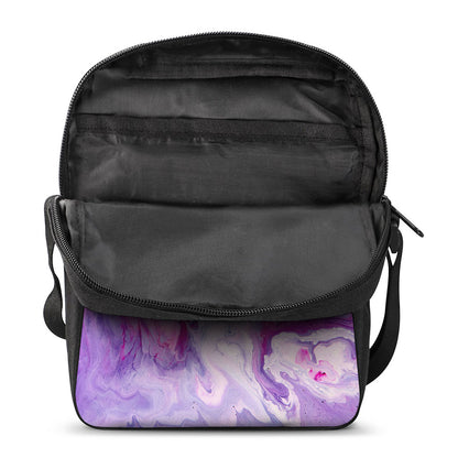 Purple Liquid Marble Print Rectangular Crossbody Bag