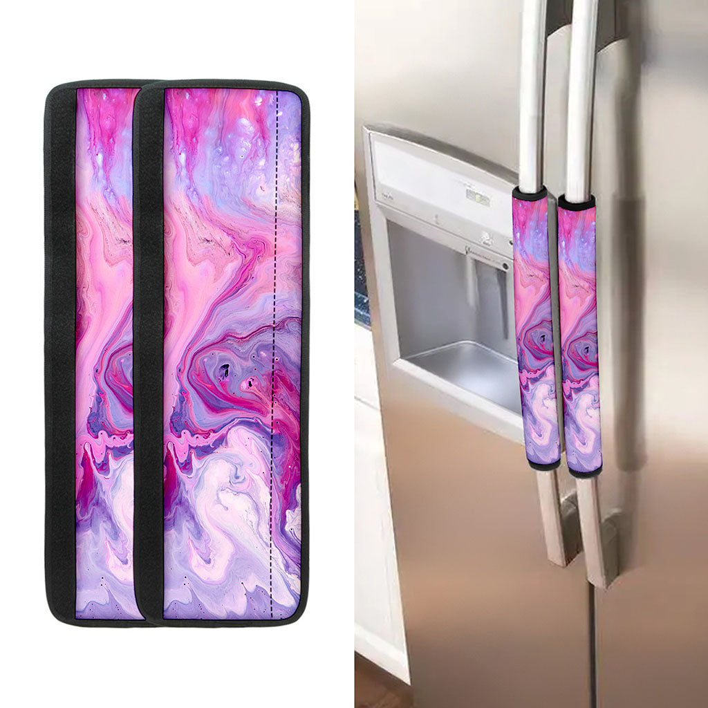 Purple Liquid Marble Print Refrigerator Handle Covers