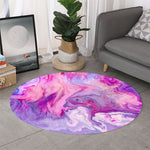 Purple Liquid Marble Print Round Rug