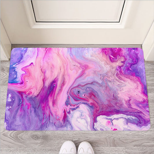 Purple Liquid Marble Print Rubber Doormat