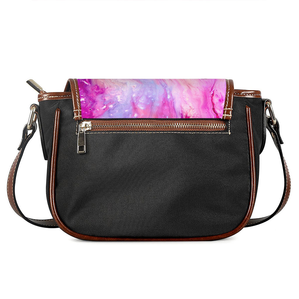 Purple Liquid Marble Print Saddle Bag