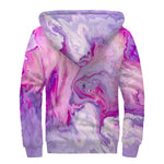 Purple Liquid Marble Print Sherpa Lined Zip Up Hoodie