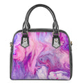 Purple Liquid Marble Print Shoulder Handbag
