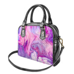 Purple Liquid Marble Print Shoulder Handbag