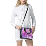 Purple Liquid Marble Print Shoulder Handbag