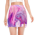 Purple Liquid Marble Print Side Slit Mini Skirt