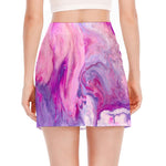 Purple Liquid Marble Print Side Slit Mini Skirt