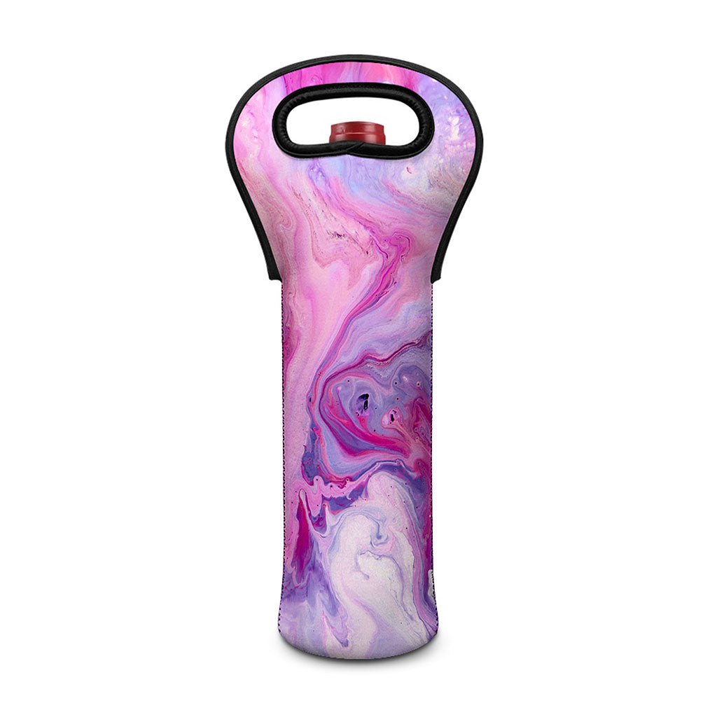 Purple Liquid Marble Print Single Neoprene Wine Tote