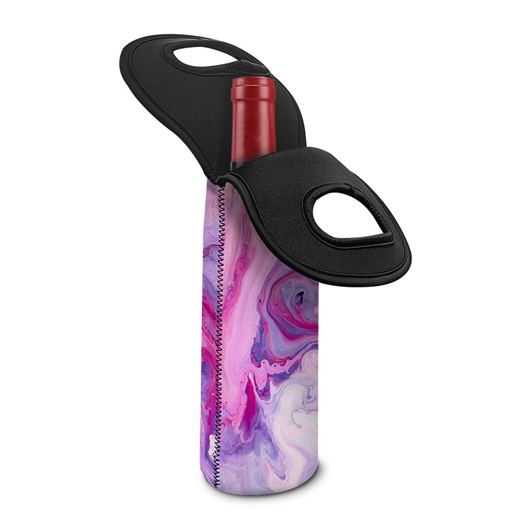 Purple Liquid Marble Print Single Neoprene Wine Tote