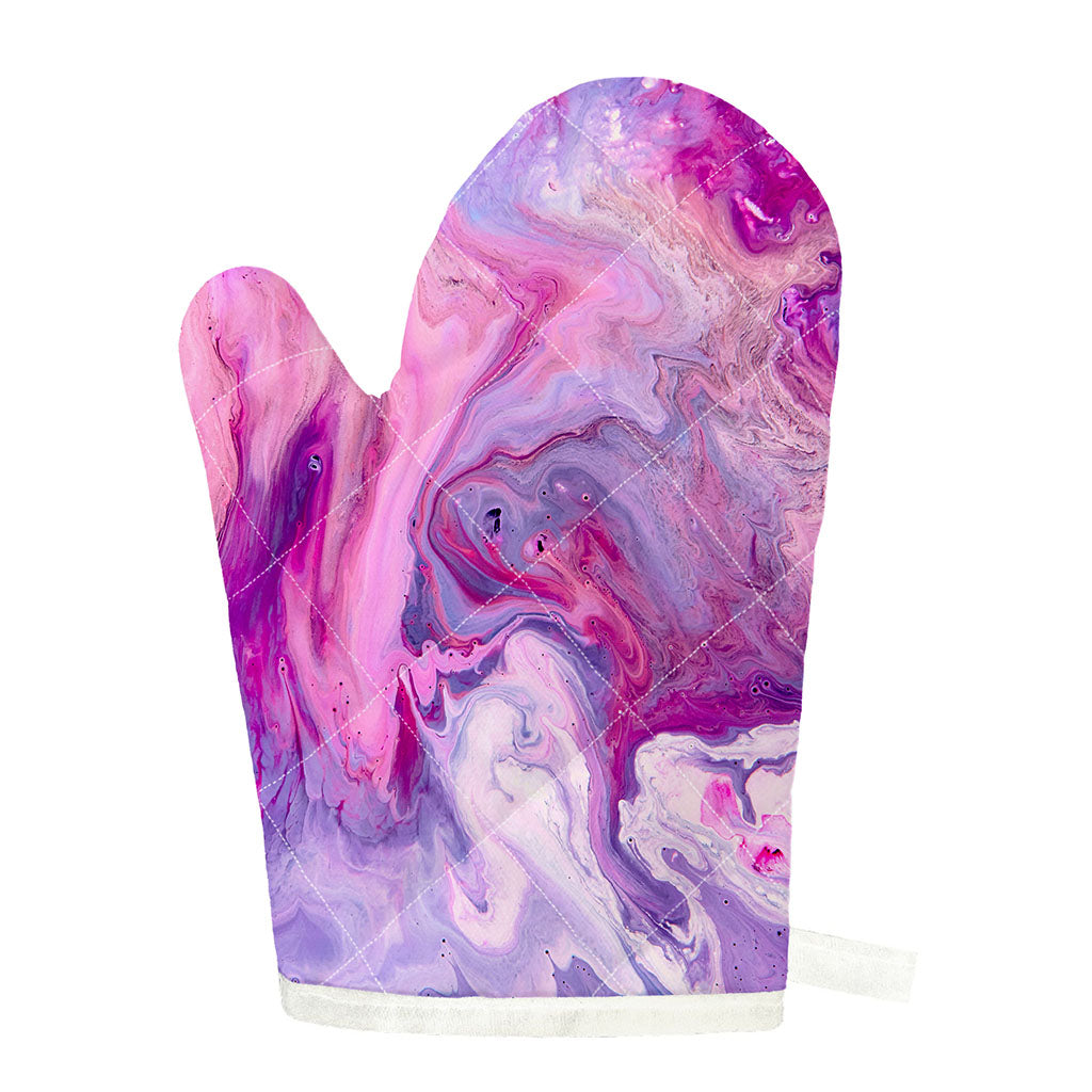 Purple Liquid Marble Print Single Oven Mitt