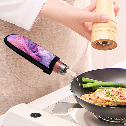 Purple Liquid Marble Print Skillet Handle Cover