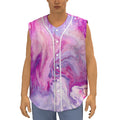 Purple Liquid Marble Print Sleeveless Baseball Jersey