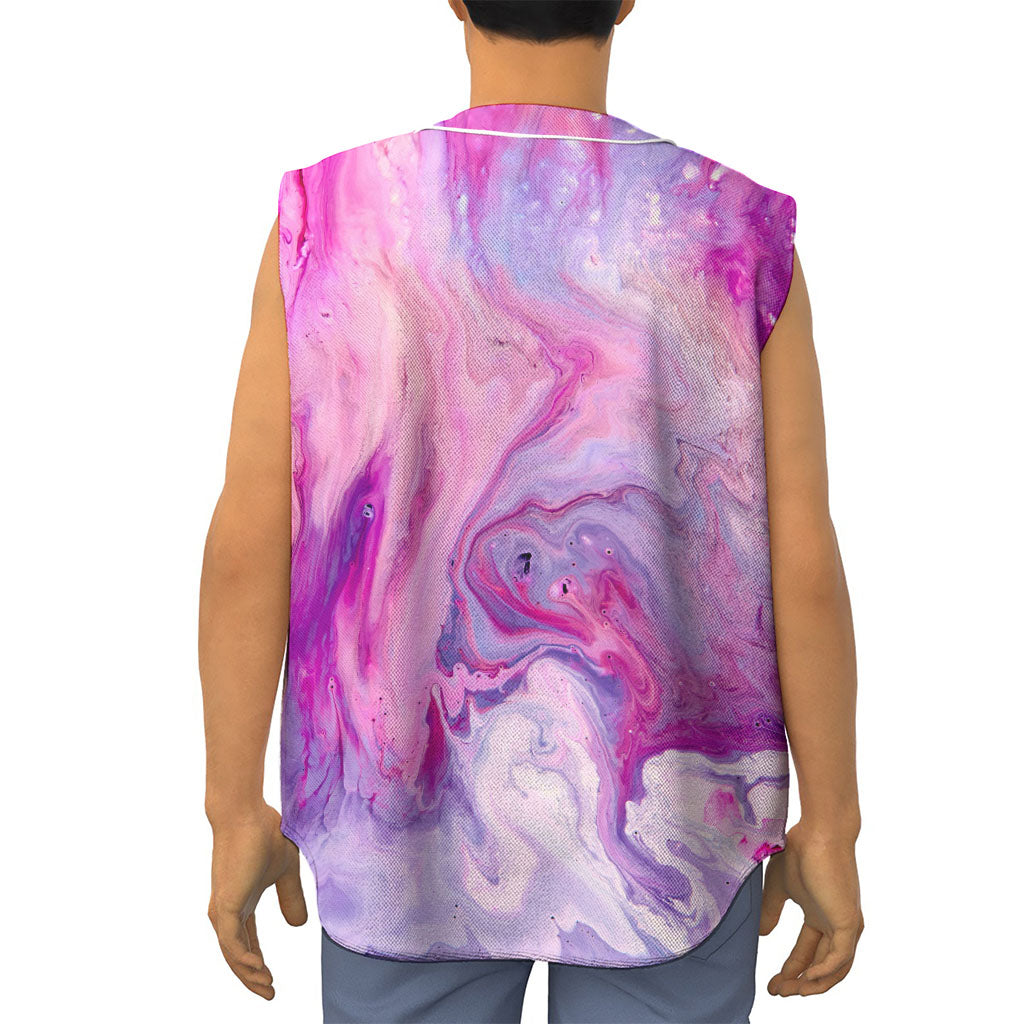 Purple Liquid Marble Print Sleeveless Baseball Jersey