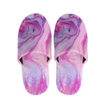 Purple Liquid Marble Print Slippers