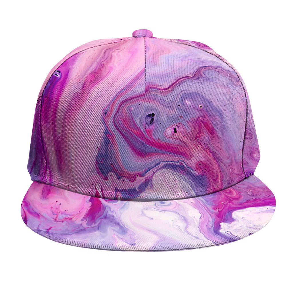 Purple Liquid Marble Print Snapback Cap