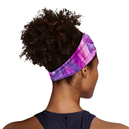 Purple Liquid Marble Print Sports Headband