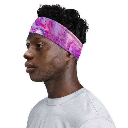 Purple Liquid Marble Print Sports Headband