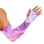 Purple Liquid Marble Print Sun Protection Arm Sleeves