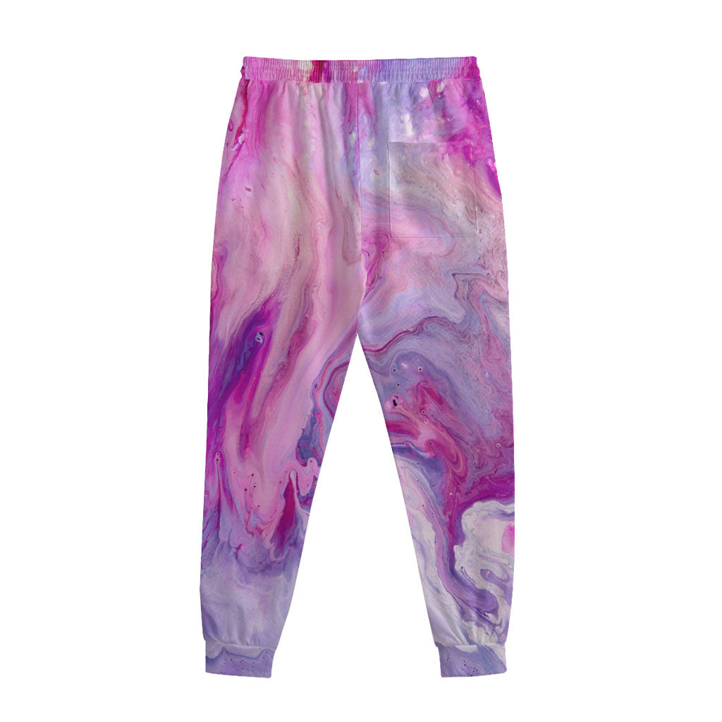 Purple Liquid Marble Print Sweatpants