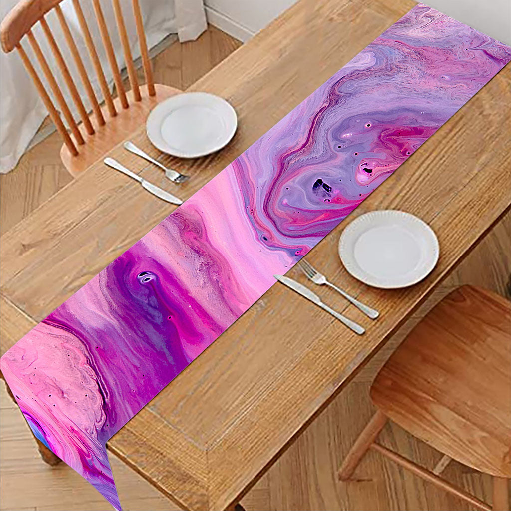 Purple Liquid Marble Print Table Runner