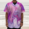 Purple Liquid Marble Print Textured Short Sleeve Shirt