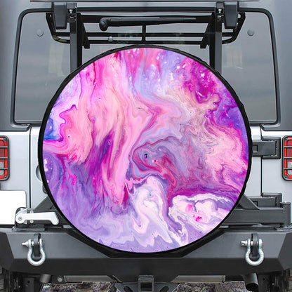 Purple Liquid Marble Print Tire Cover