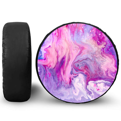 Purple Liquid Marble Print Tire Cover