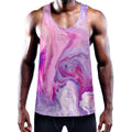 Purple Liquid Marble Print Men's Workout Tank Top