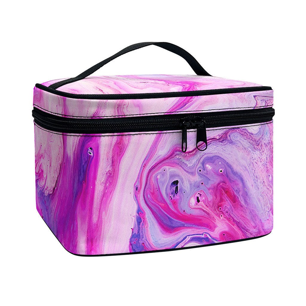 Purple Liquid Marble Print Travel Makeup Bag