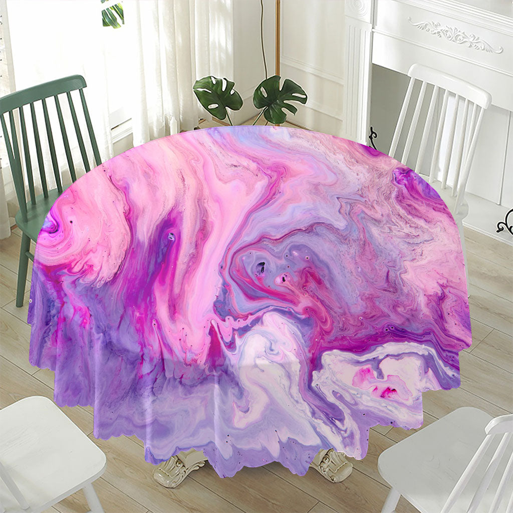 Purple Liquid Marble Print Waterproof Round Tablecloth