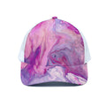 Purple Liquid Marble Print White Mesh Trucker Hat