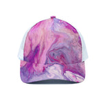 Purple Liquid Marble Print White Mesh Trucker Cap