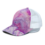 Purple Liquid Marble Print White Mesh Trucker Cap