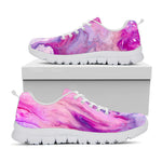 Purple Liquid Marble Print White Running Shoes