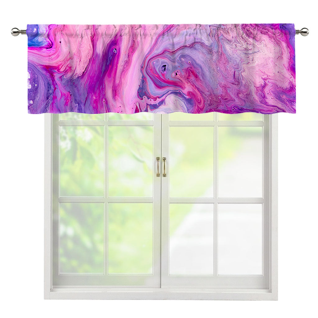 Purple Liquid Marble Print Window Valance