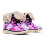 Purple Liquid Marble Print Winter Boots