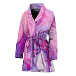 Purple Liquid Marble Print Women's Bathrobe