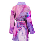 Purple Liquid Marble Print Women's Bathrobe