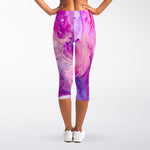 Purple Liquid Marble Print Women's Capri Leggings