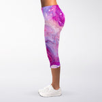 Purple Liquid Marble Print Women's Capri Leggings