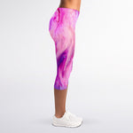 Purple Liquid Marble Print Women's Capri Leggings