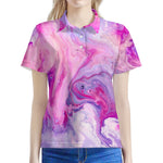 Purple Liquid Marble Print Women's Polo Shirt